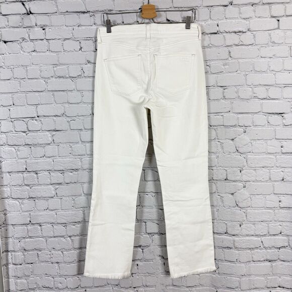 AYR The Bomb Pop Jeans Fray Hem High Rise Crop Stretch Womens 30 Magnolia White - Picture 11 of 14